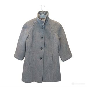East 5th women wool blend gray stand collar lined button pea coat jacket size PL